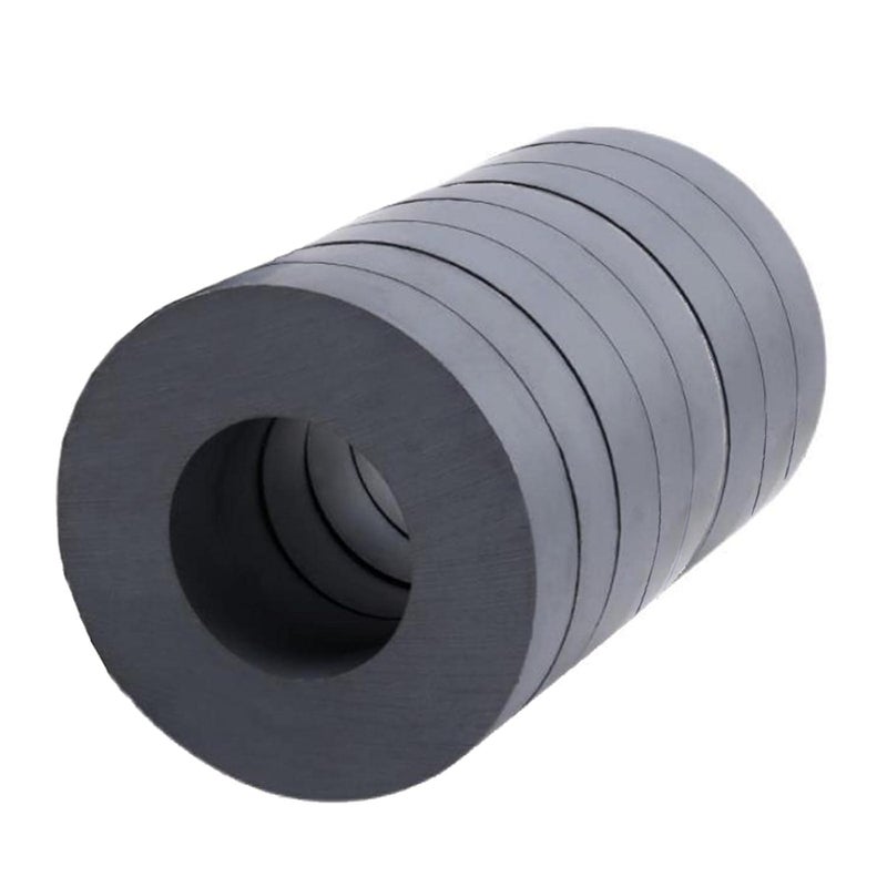 AOAUTO Ferrite Ring Magnets with Holes,OD40 x ID22 x 8mm Round Disc Donut Circle Hole Magnet for Crafts and DIY - Pack of 8 - Image 1